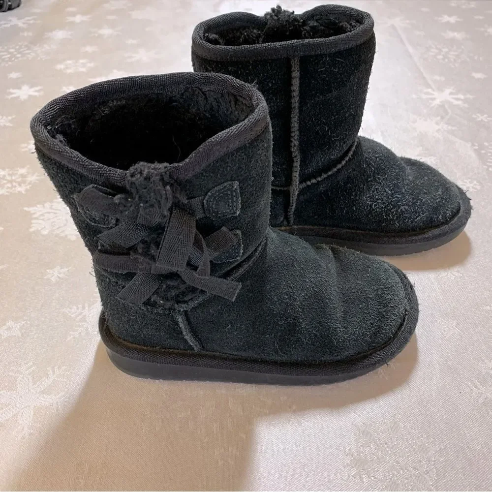 Koolaburra by Ugg Boots Black Bow Girls Toddler Sz 4 Gorgeous